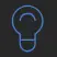 Blue outline of a lightbulb icon.